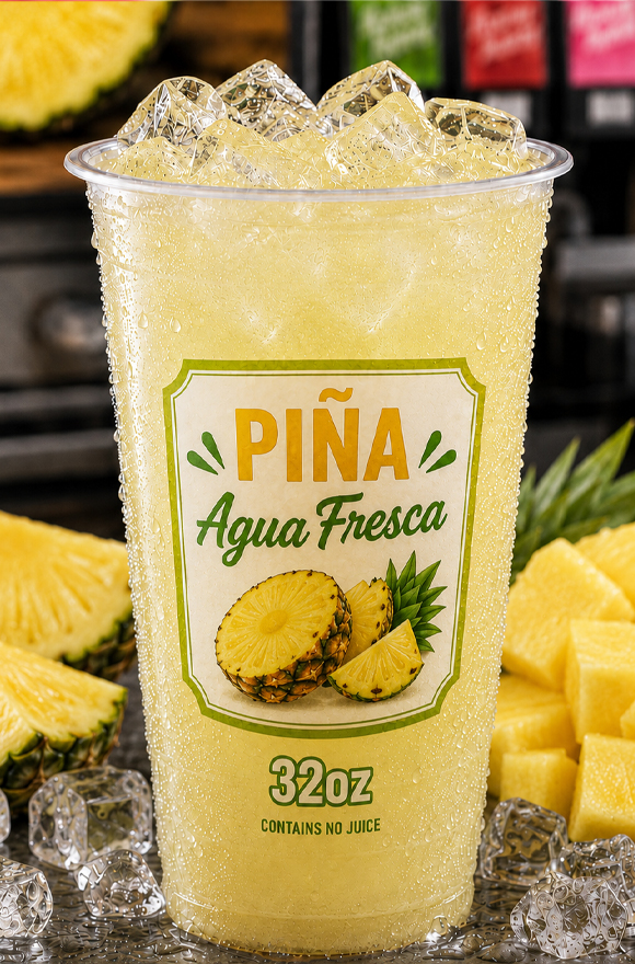 Pina Yellow colored Pina drink in a cup of ice in front of a soda machine